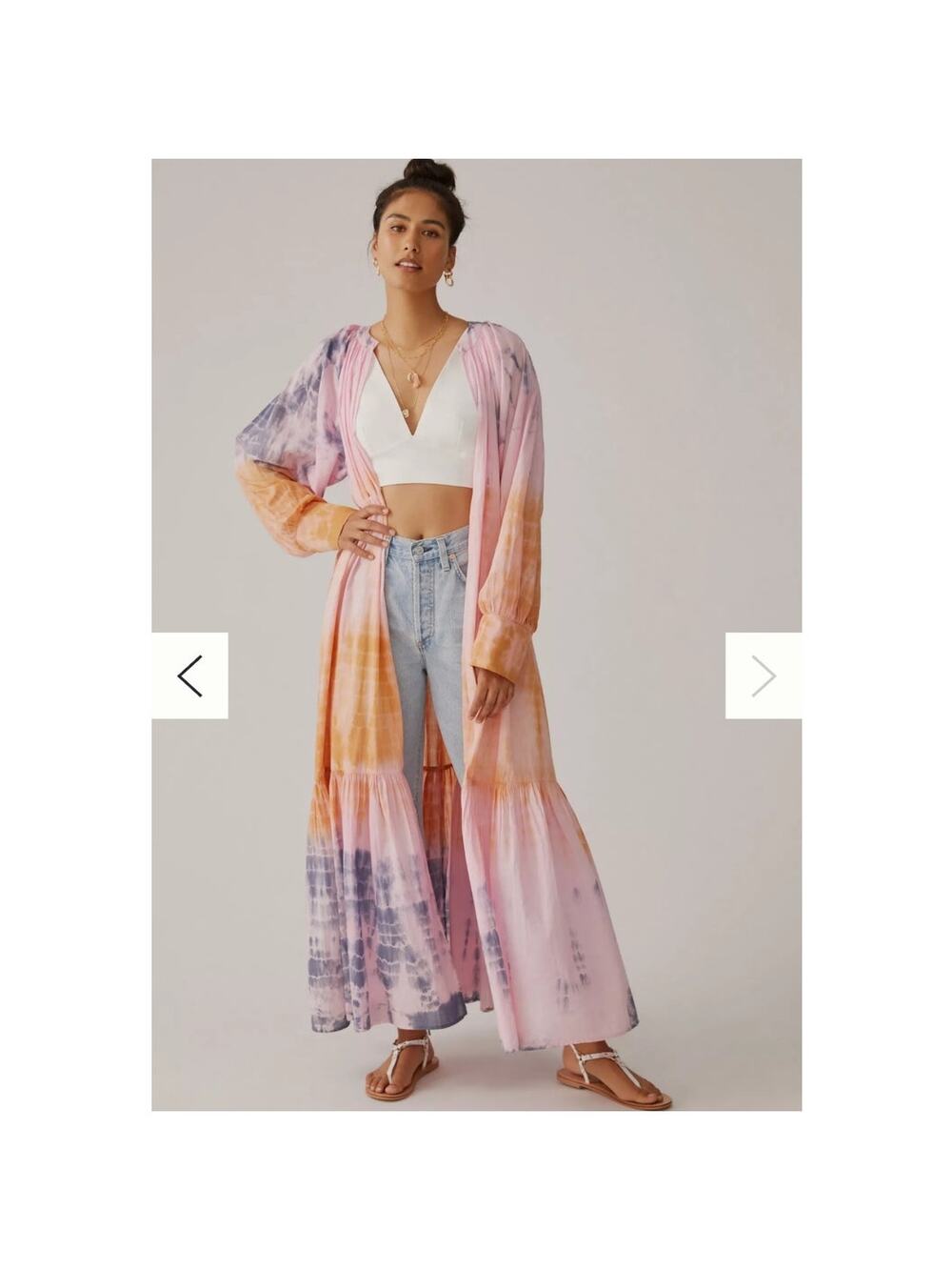 Anthropologie Elizabeth Gillett Tie-Dye Kimono Duster OS